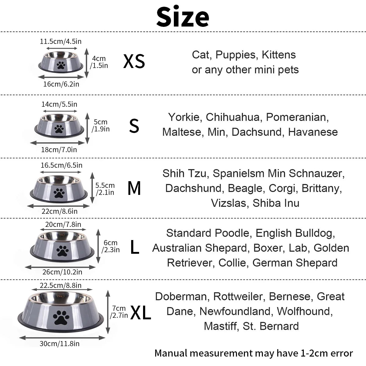 Stainless Steel Pet Bowl Cat  Dog Food Bowl Multi-Specification