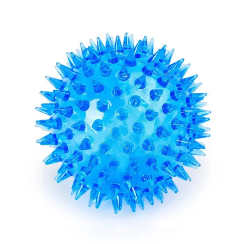 TPR Squeaky Spiked Dog Ball Chew Toy Durable Teeth Cleaning Molar Toy