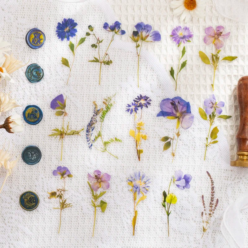 40 pcs/pack Vintage Dried flower Leaf specimen Stickers aesthetic