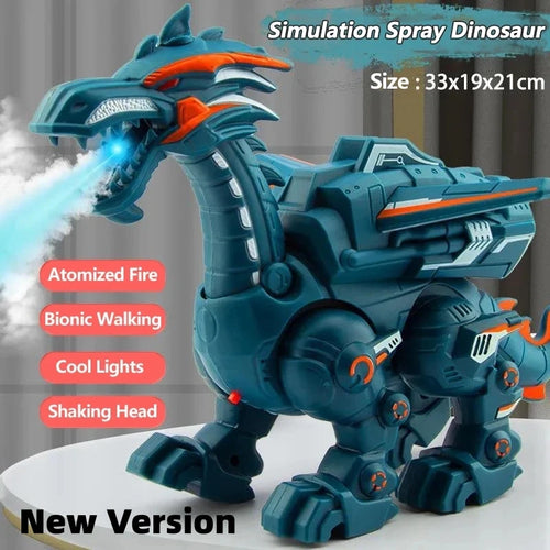 Simulation Fire Mechanical Dinoasur Water Spray Cool Light Electric