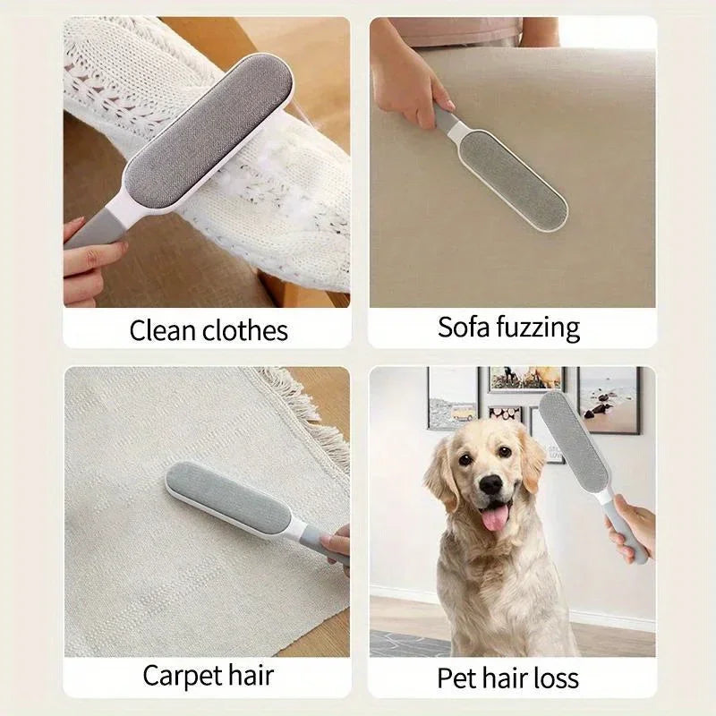 Reusable dust removal brush, double-sided pet hair remover, manual