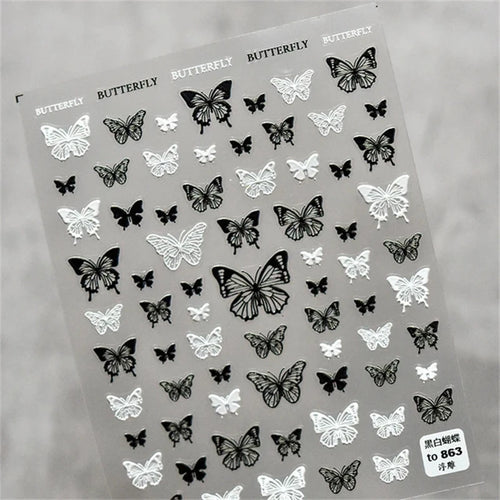 Sexy Woman Black White Lace Butterfly Cross 5D Soft Embossed Relief