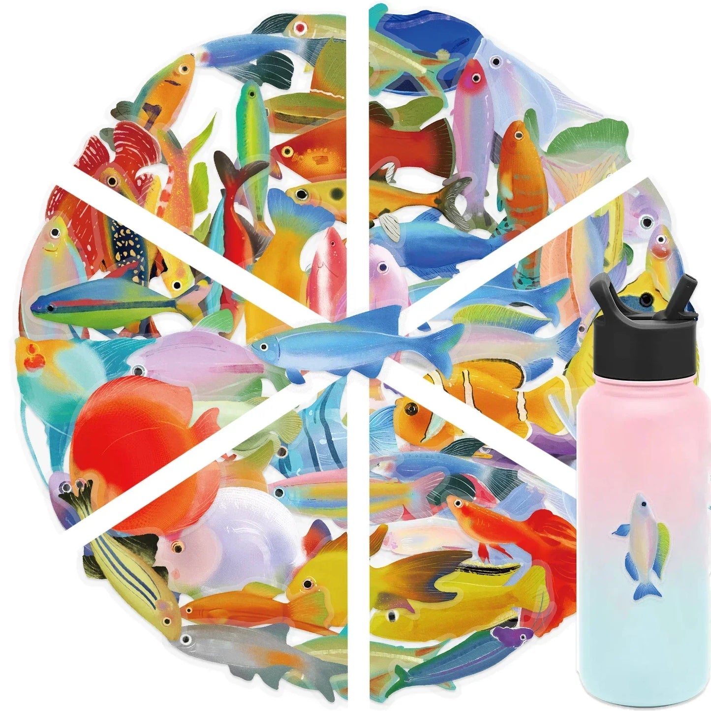 50pcs Cartoon Marine Creatures Fish Stickers Fishing Box Suitcase