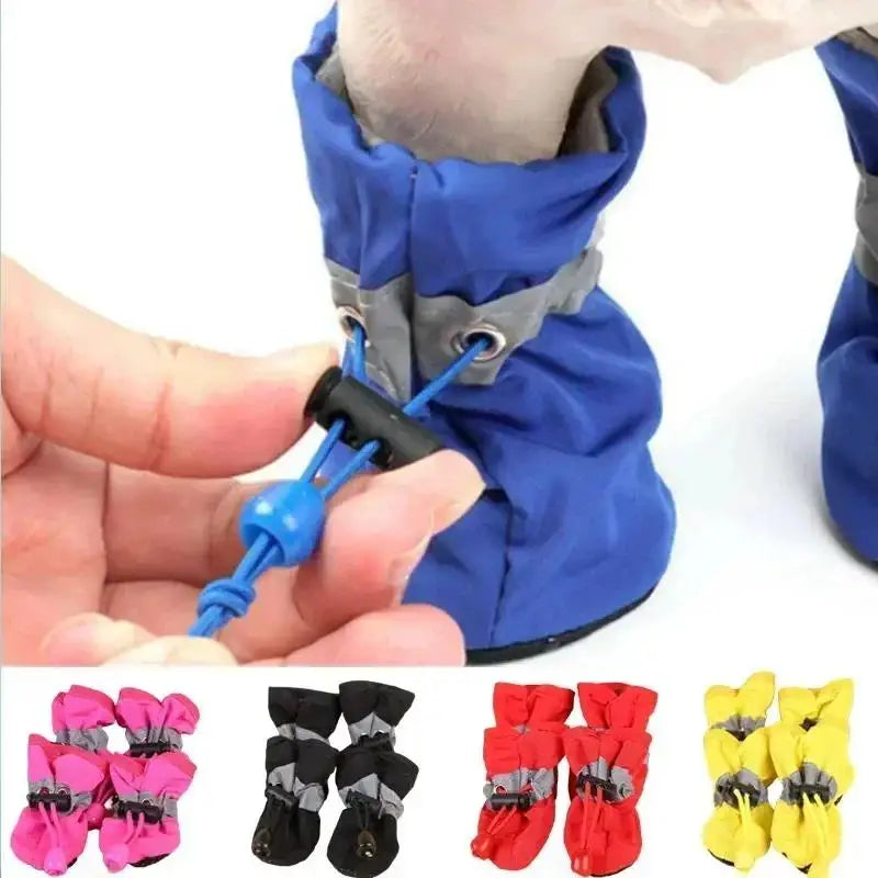 New 4pcs Waterproof Pet Dog Shoes Anti-slip Rain Snow Boot Thick Warm