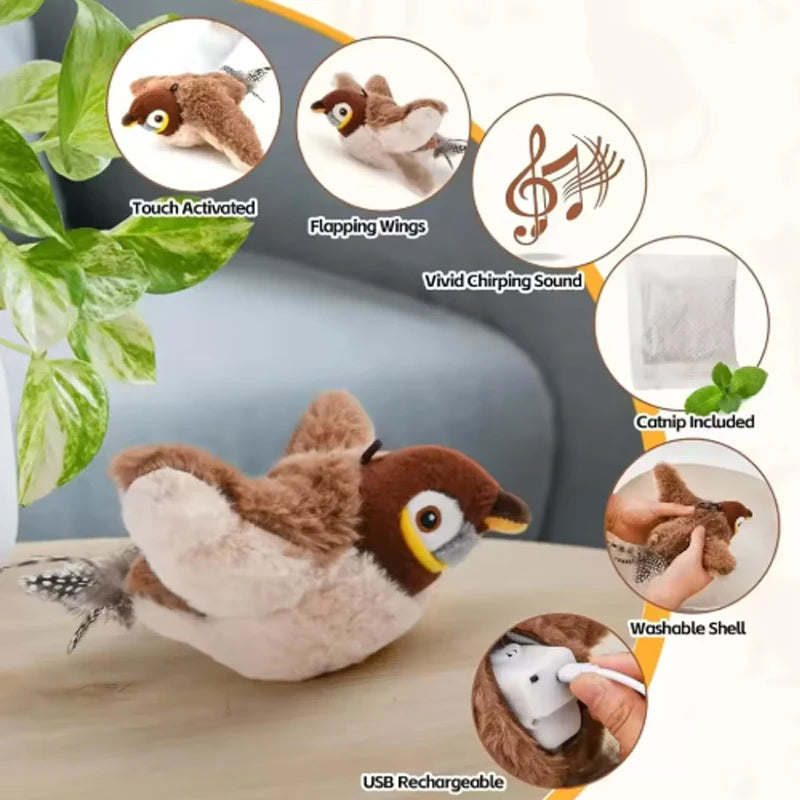 New Simulated Bird Cat Toy Interactive Toys Dog Rechargeable Chirping