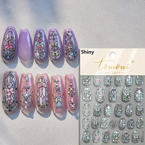 1piece 5D glass fragment nail sticker high quality stained glass