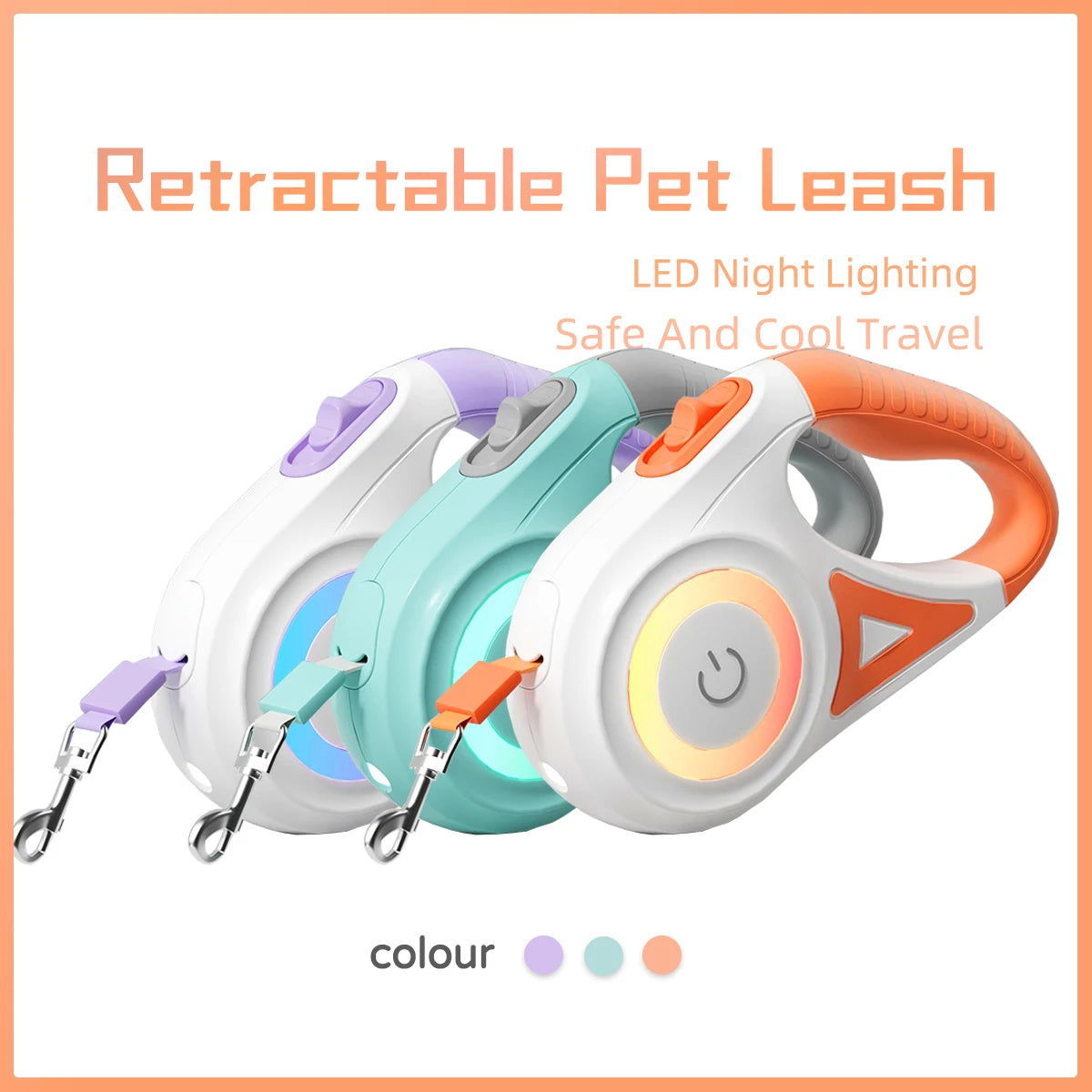 LED Retractable Dog Leash with light for Puppies Small Medium big Dogs