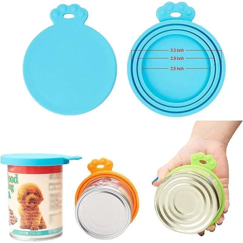 Reusable 3 In 1 Pet Food Can Silicone Cover Dogs Cats Storage Tin Cap
