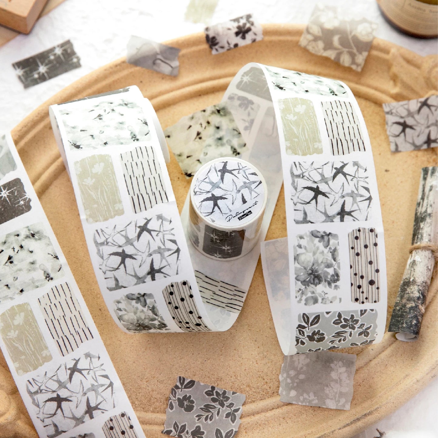 3m/Roll Decorative Adhesive PET Tape Beautiful Scenery for Journal