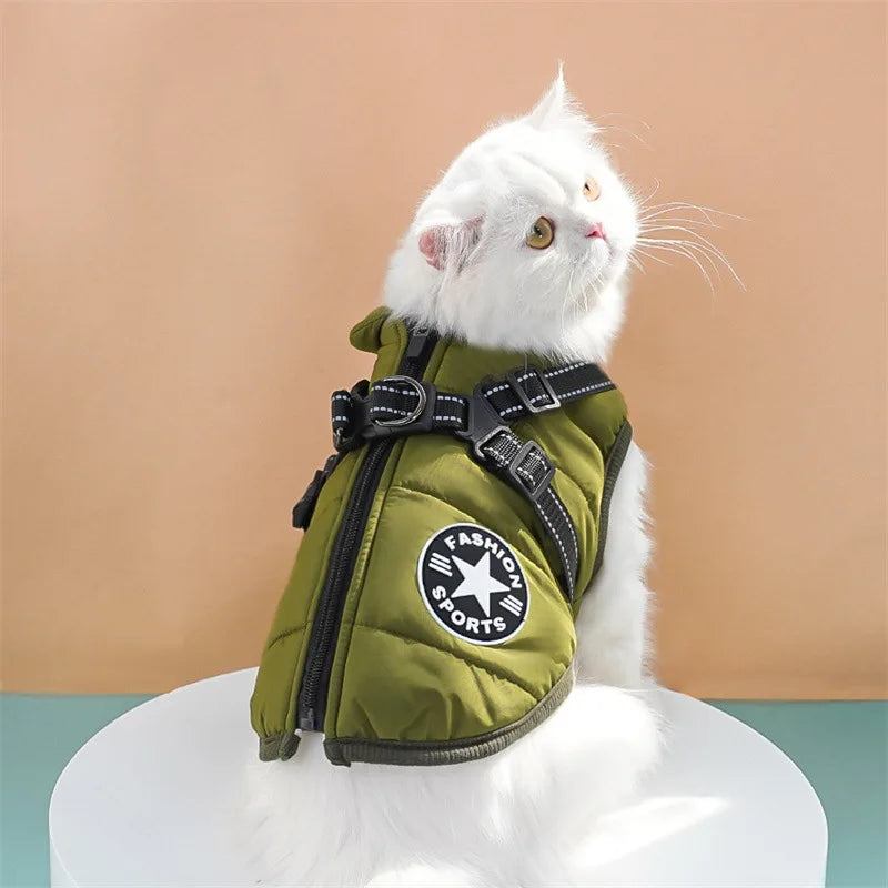 Thick and warm pet clothes, dog and cat cotton coats, winter chest and