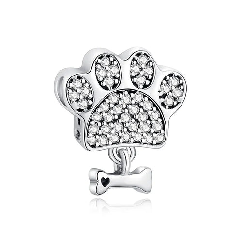 Original 925 Sterling Silver Charms Love Pets Dog Cat Paw Print