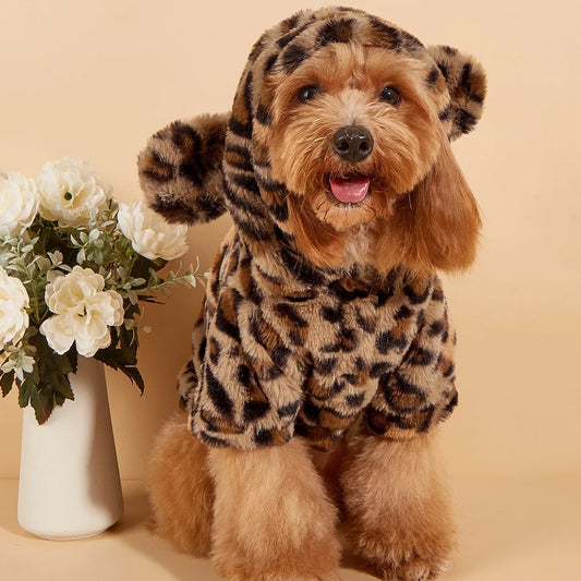 Pet Hoodie For Small & Medium Dogs, Leopard Dog Hoodie With Ears,