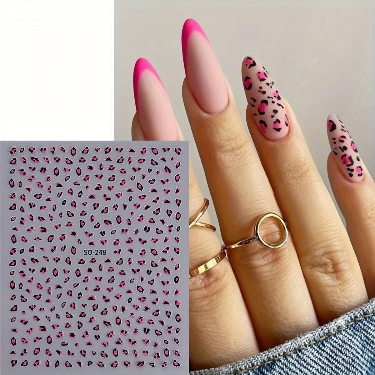 3PCS Meilad leopard print nail stickers, easy to apply for DIY nail