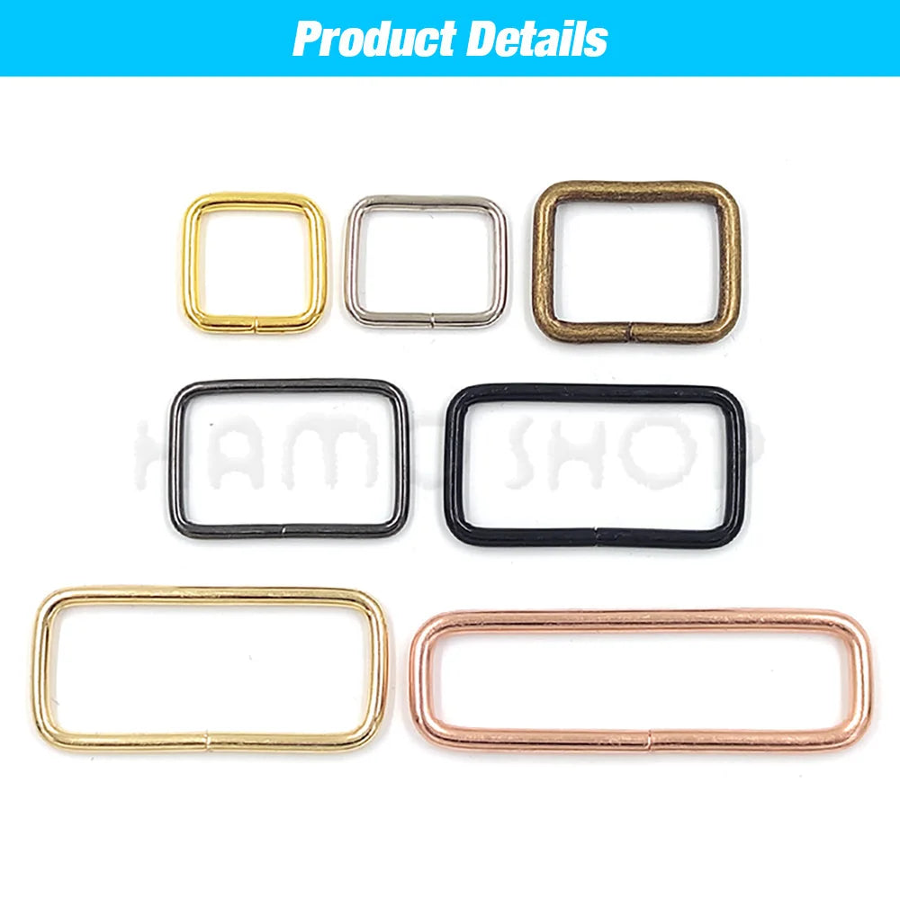 10/12pcs Metal Adjustable Rectangle Square Ring Buckle Clasp Slider