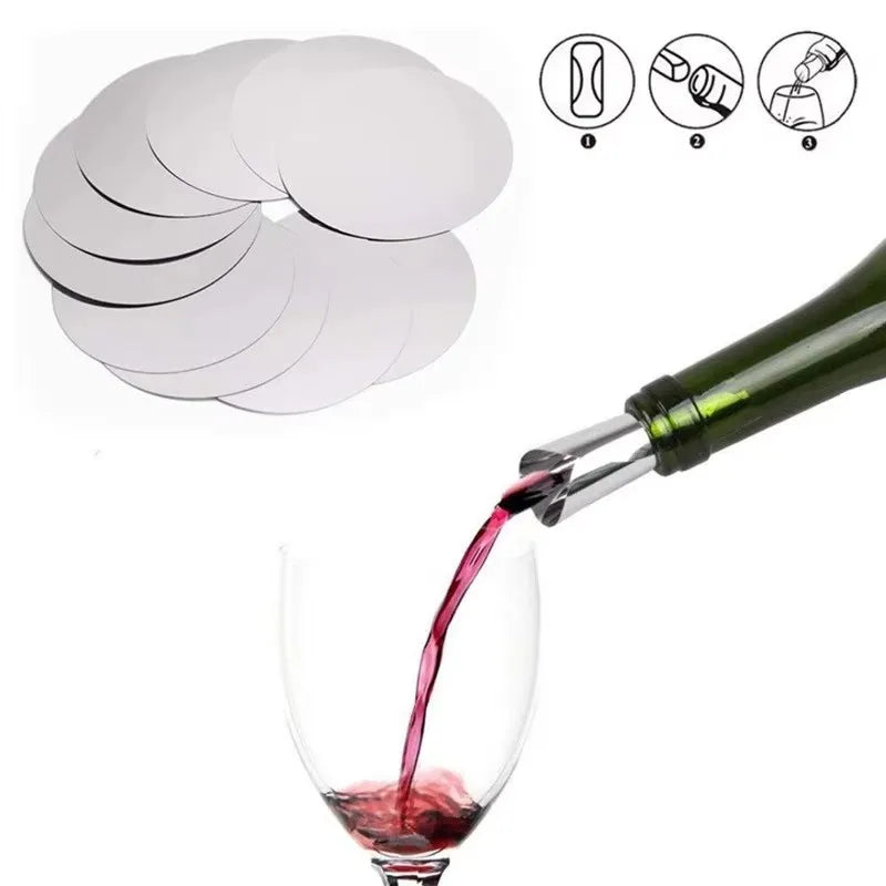 10/20pcs/ Set Silver Aluminum Foil Wine Pourer Disc Foldable Flexible