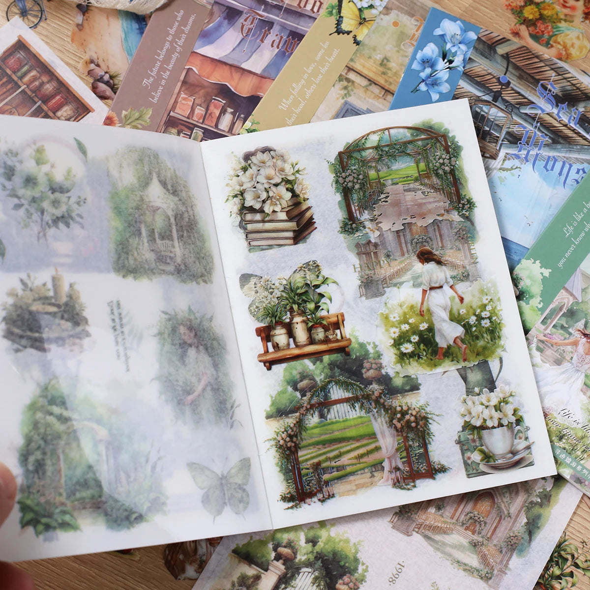 Journamm 10sheets Vintage PET Stickers Washi Paper Stickers DIY