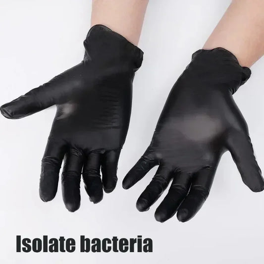 100PCS Housework Strong Black Disposable Nitrile Gloves PVC Latex Free