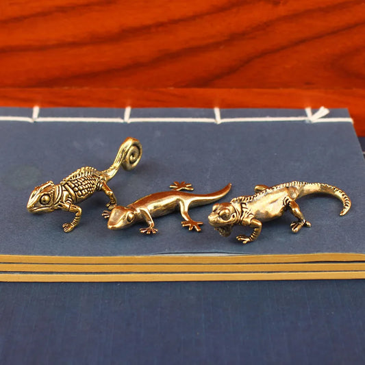 Gecko figure home decor Small Ornaments Antique Brass Animal Figurines
