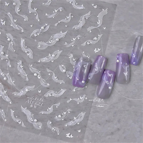 1Sheet Luxury Crystal diamond Nail Charms Stickers Lace Bow Self