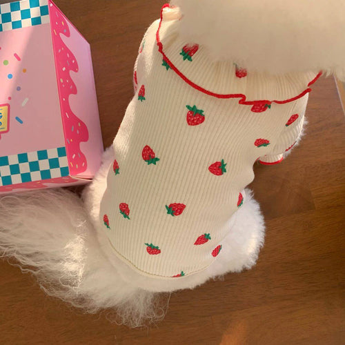 Strawberry Small Dog Clothes Summer Breathable Clothing for Cat Cute