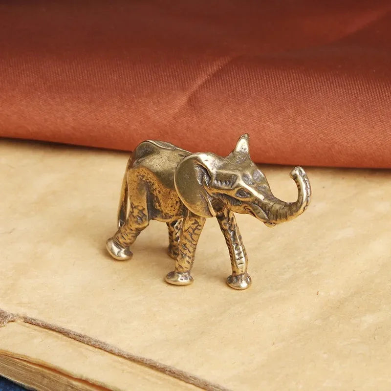 Antique Bronze Minature Elephant Figurines Tea Pet Table Ornament