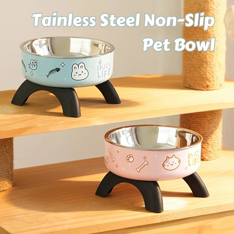 Stainless Steel Pet Bowl – Anti-Tip Elevated Design with Non-Slip