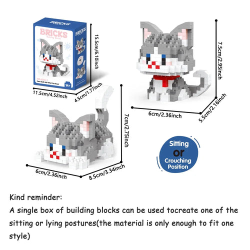 Micro Mini Super Cute Micro Cat Building Kit Tiny Pet Series Doll