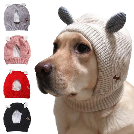 Quiet Dog Ear Muffs Noise Protection Pet Ears Covers Knitted Hat