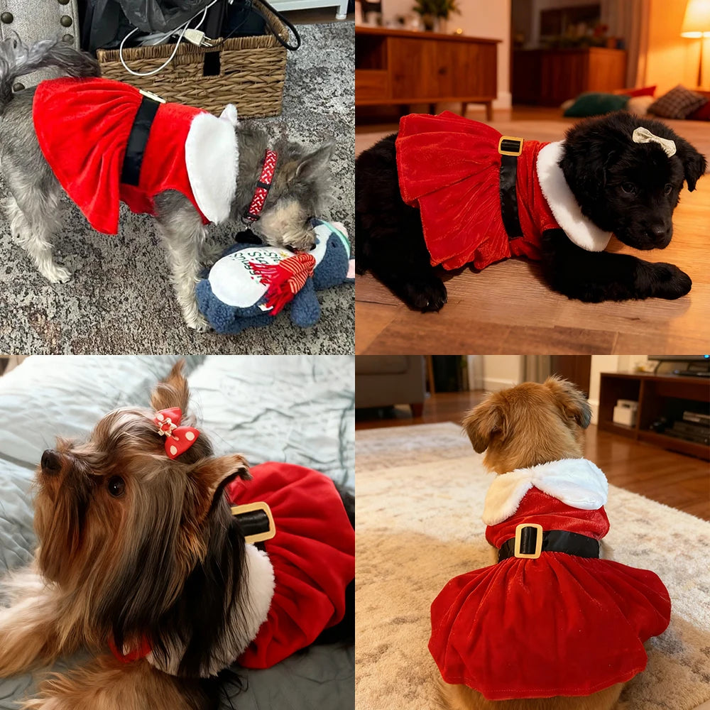 Cute Pet Dresses Christmas Festival Party Costume For Small Dogs Cats
