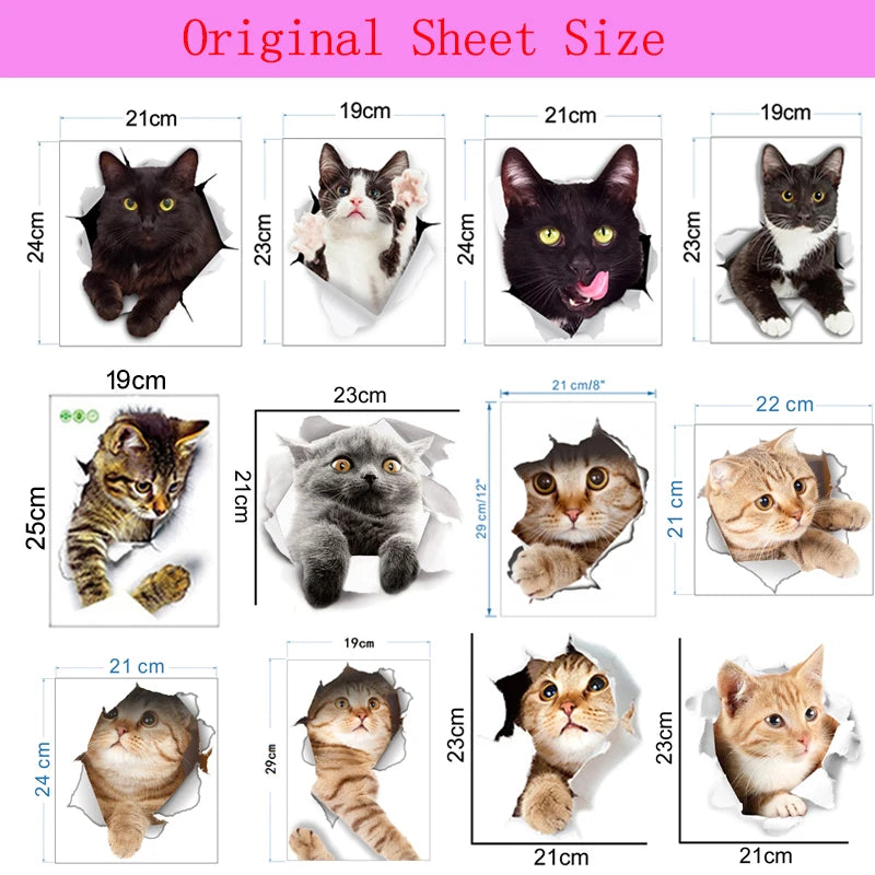 Vivid 3d Hole Funny Cat Dog Toilet Stickers Diy Wc Washroom Home