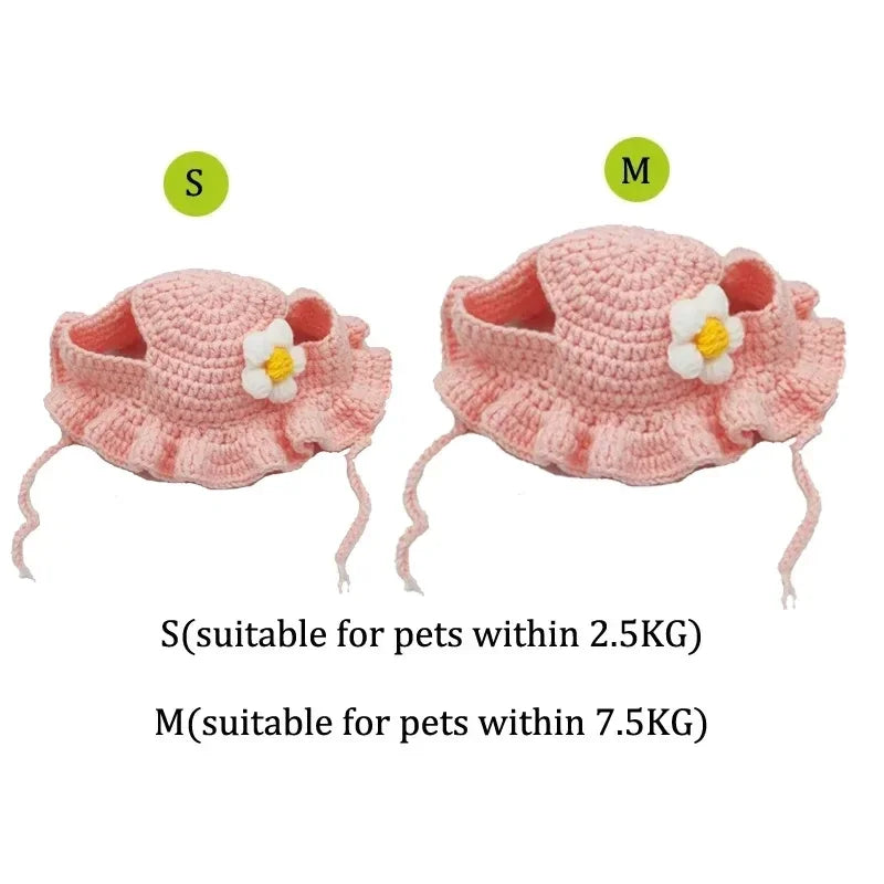Cat Hats for Pets Handmade Cat Hat Elastic Woven Cap Pet Party Role