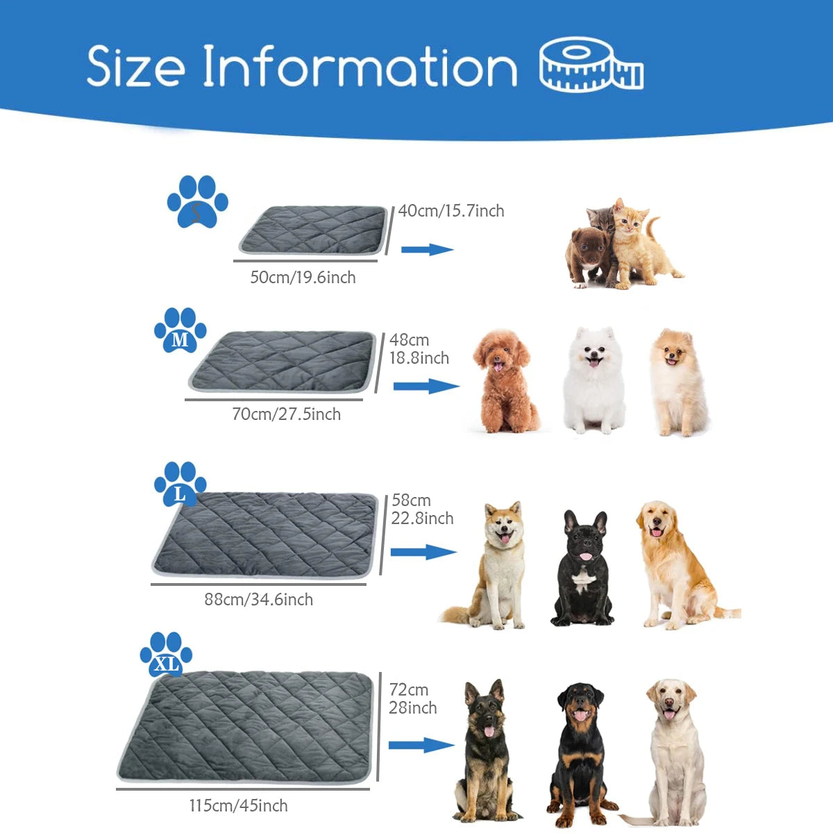 Self Heating Pet Pad, Extra Warm Thermal Dog Crate Pad Washable