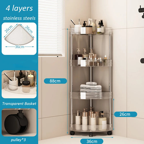 Fashion Rack Multi-Layer Transparent Bathroom Shelf Washbasin Storage