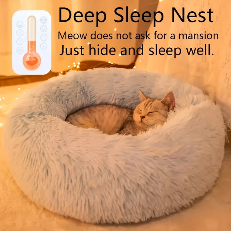1PC comfortable striped plush pet bed, suitable for cats and