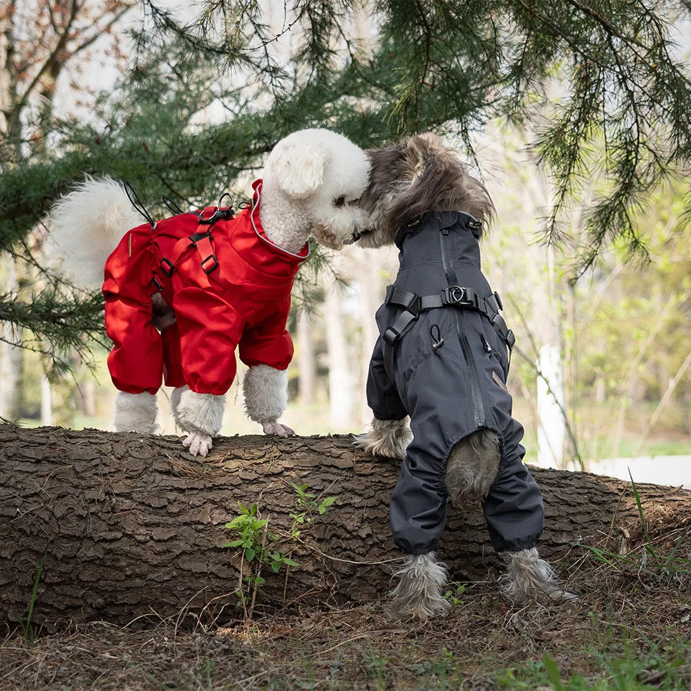 Dog Raincoat with Harness Waterproof Pet Rain Jacket for Small Dogs