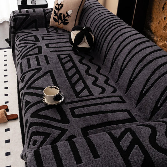 1pc New Bohemian Style Sofa Protector, Vintage Interlaced Comfortable