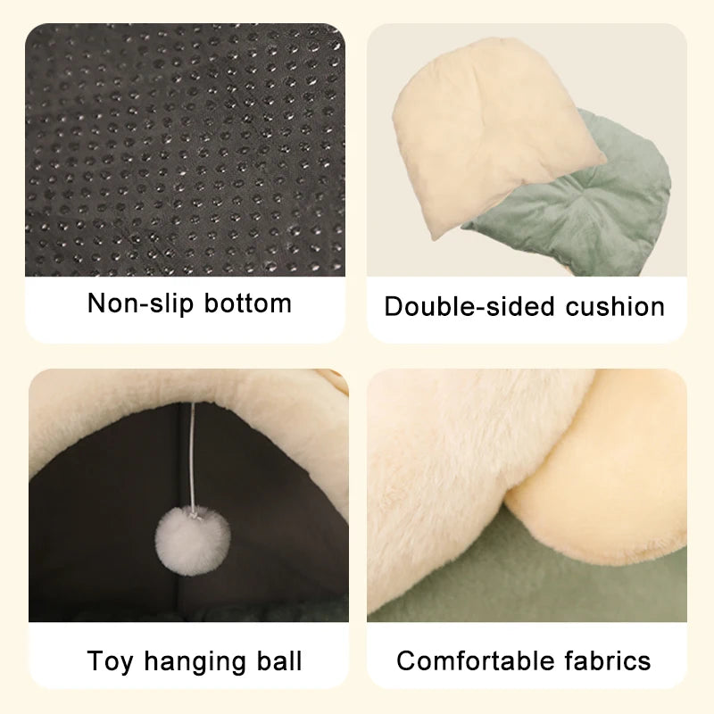 Pet Tent Cave Bed for Cats Small Dogs Self-Warming Cat Tent Bed Cat