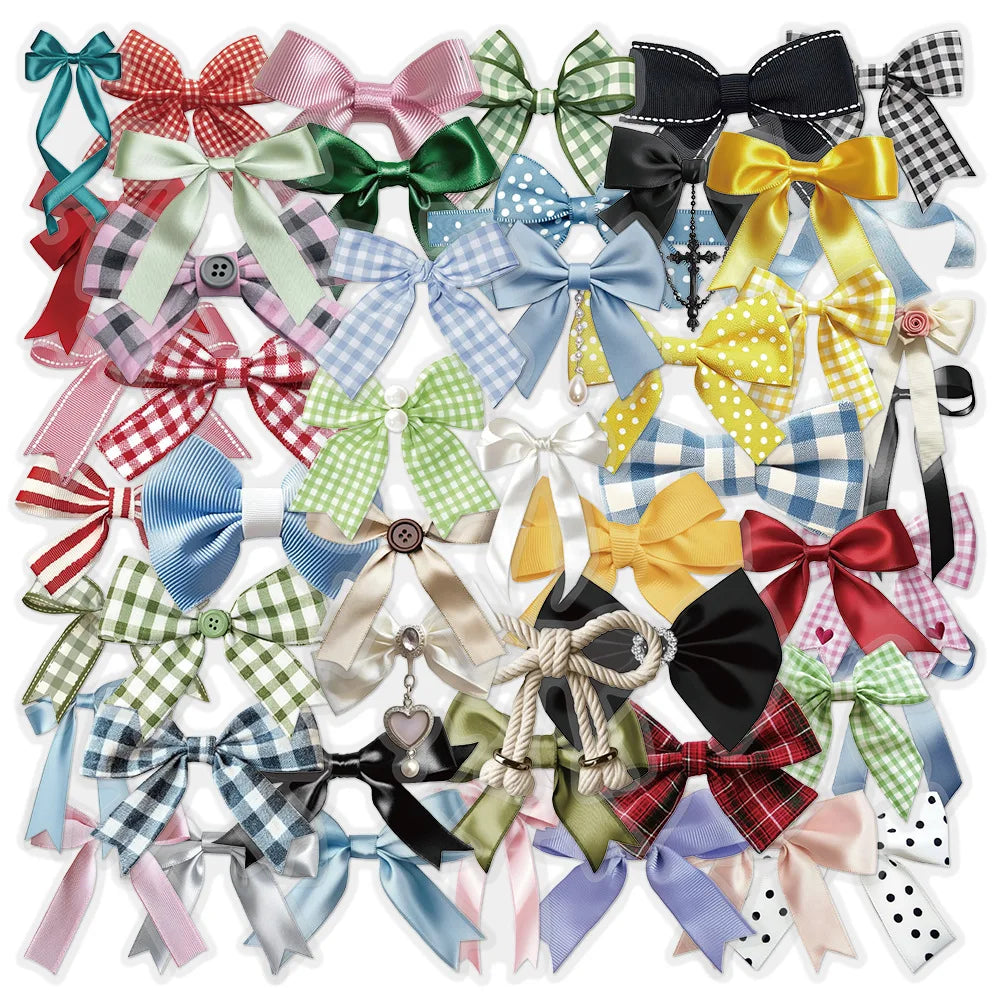 50Pcs Bow Transparent Sticker Pack Cartoon Cute Waterproof PET