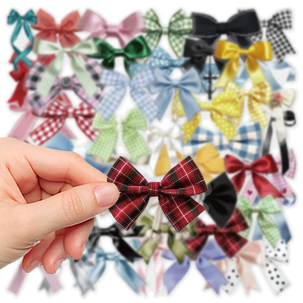 50Pcs Bow Transparent Sticker Pack Cartoon Cute Waterproof PET