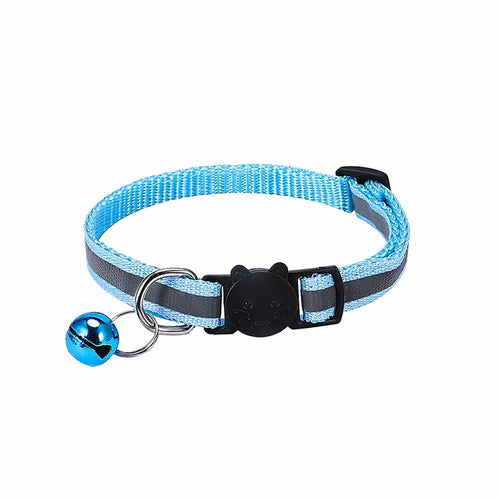 Adjustable Reflective Breakaway Cat Collar with Bell Safety Elastic