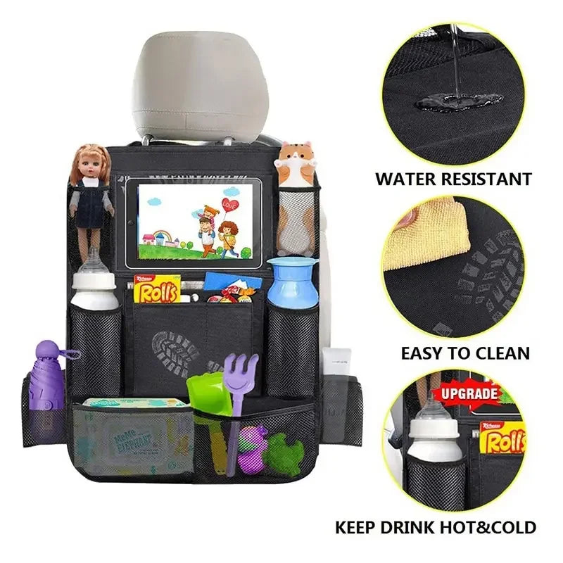 Car Backseat Organizer with Tablet Holder - Multi-Pocket Storage &