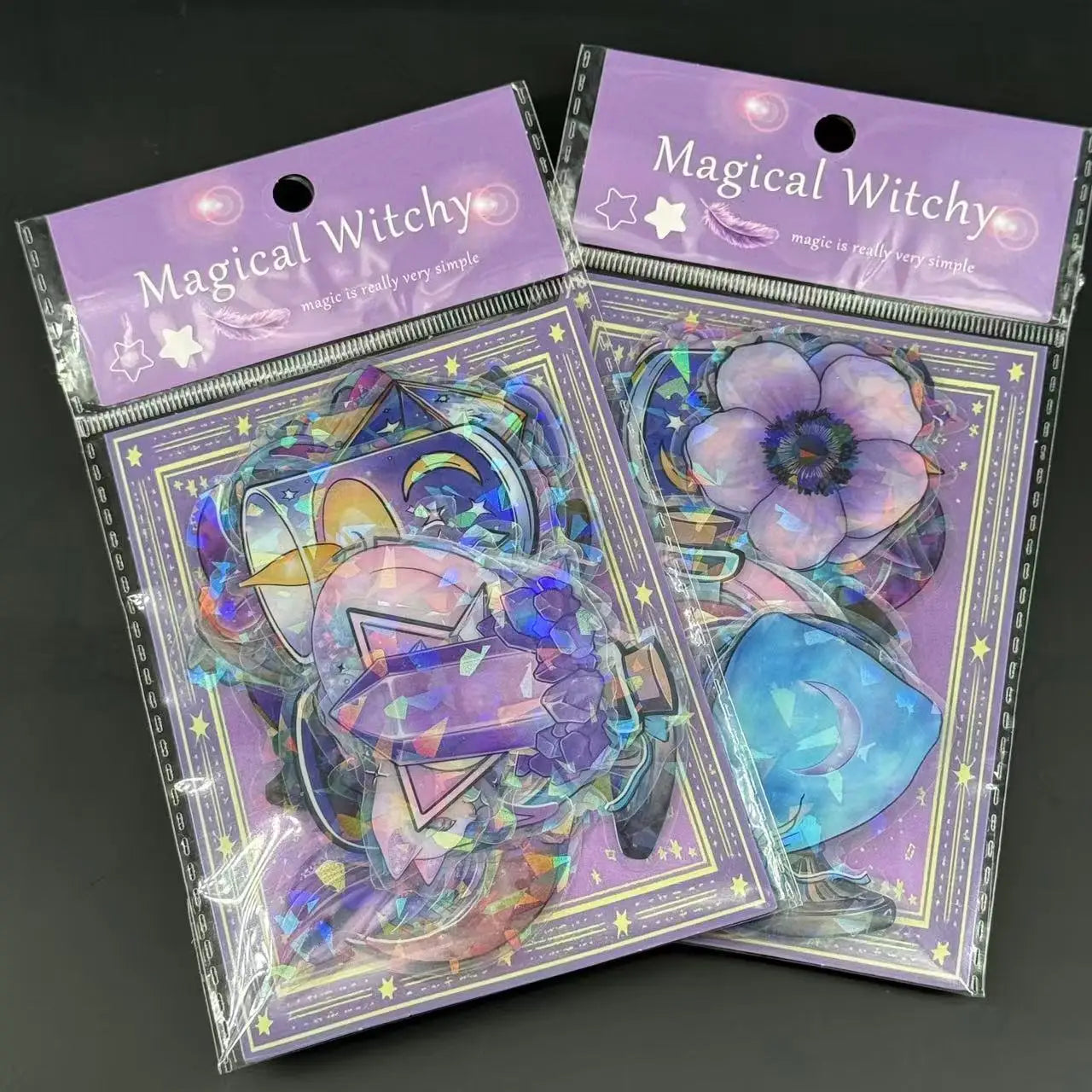 50Pcs Transparent PET Magic Witch Sparkling Film Sticker Pack