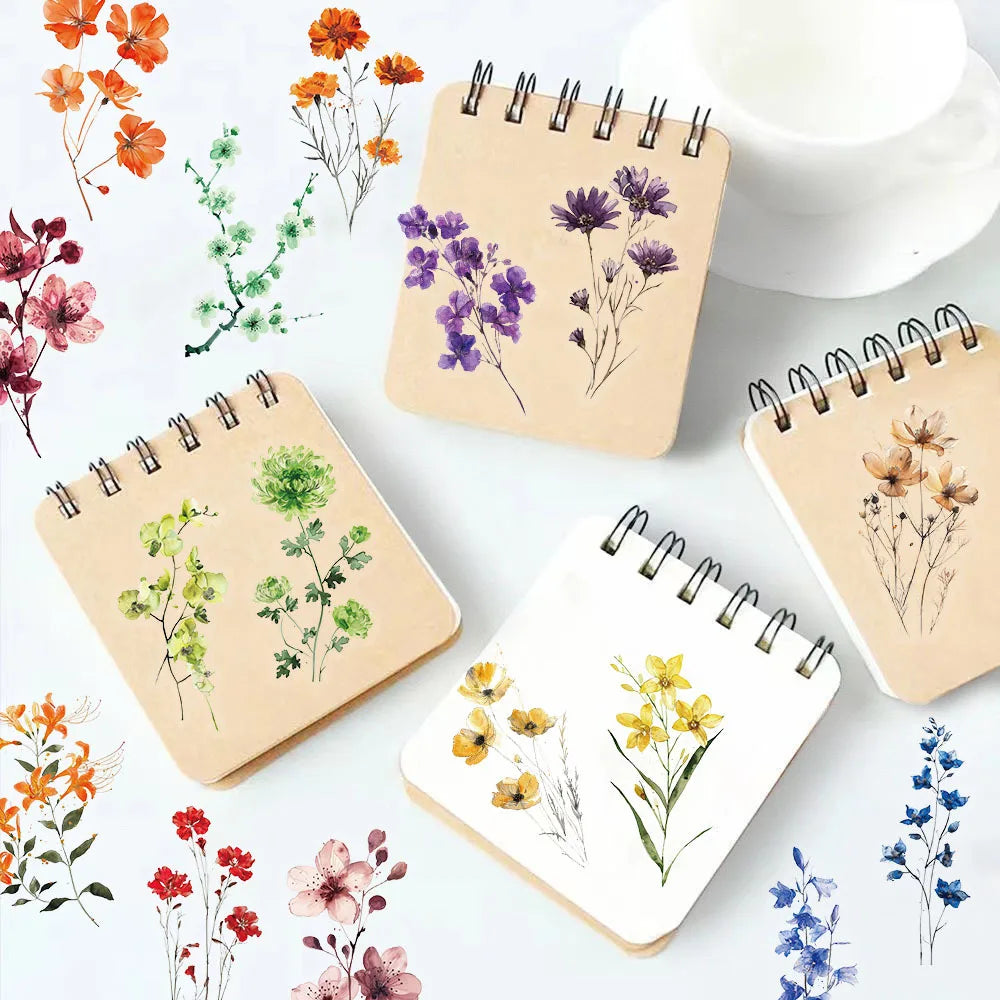 50/300PCS Ink Flower Sticker Pack Waterproof Transparent PET Brochure