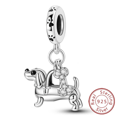 New 925 Sterling Silver Charm Beads Dog Cat Pets Pendant Fit Original