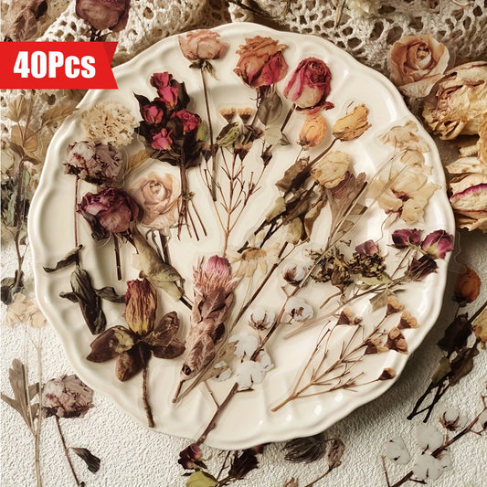 40 pcs Rose Plant PET Stickers Flowers And Leaf Scrapbook Deco Sticker
