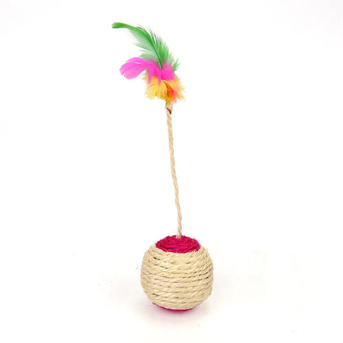 Colorful Feather Cat Toy Interactive Sisal Shuttlecock Ball for Cats