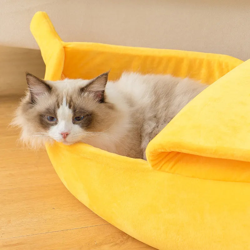 Banana Cat Bed House Funny Cute Cozy Cat Mat Beds Warm Durable