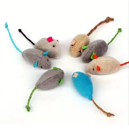 Hot 3/7PCS Interactive Plush Rat And Cat Toys With Durable Linen