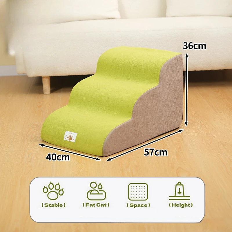Pet 2/3 Step Stair Dog/Cat Ramp Ladder Memory Foam Sponge Dogs Sofa