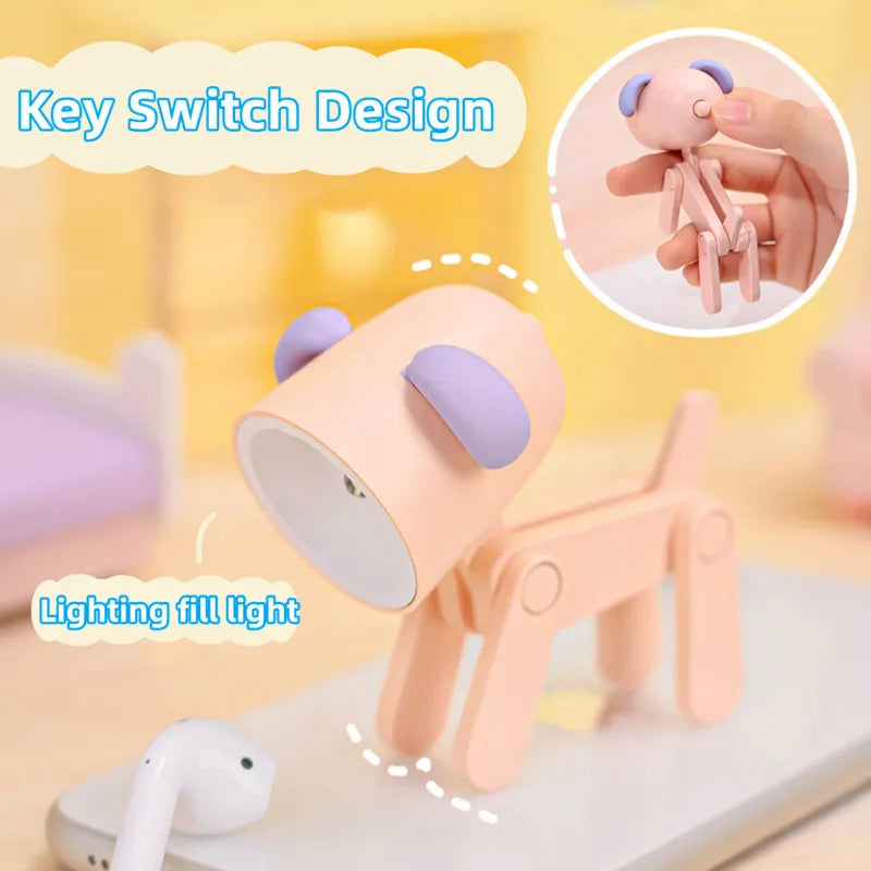 Mini Led Night Lights Folding Desk Lamp Cartoon Cute Pet Dog Deer
